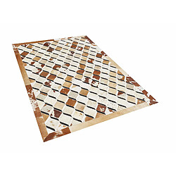 Beliani Tapis patchwork en cuir marron 140 x 200 cm SERINOVA