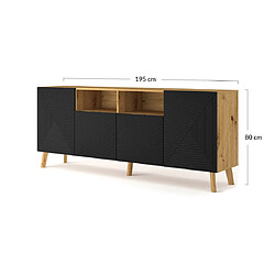 Bestmobilier Velato - buffet bas - bois et noir - 195 cm pas cher