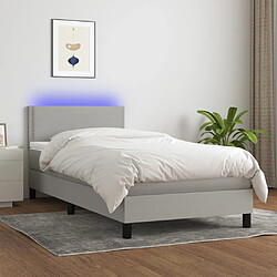 vidaXL Sommier à lattes de lit matelas LED Gris clair 100x200 cm Tissu