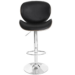 Decoshop26 Tabouret de bar x1 pivotant design rétro PVC noir coque d'assise en bois courbé 04_0008579