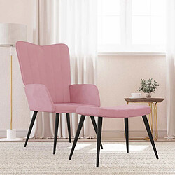 vidaXL Chaise de relaxation avec tabouret Rose Velours