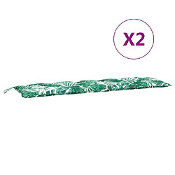 Maison Chic Coussins Confort,Coussins de banc de jardin lot de 2 motif de feuilles -GKD81229