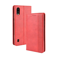 Etui en PU style vintage avec support rouge pour votre ZTE Blade A5 (2020)