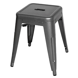 Tabourets Bas en Acier Gris Métal - Lot de 4 - Bolero Bistro