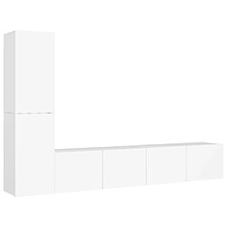 Maison Chic Ensemble de meubles TV 4 pcs | Banc TV Moderne pour salon | Meuble de Rangement - Blanc Aggloméré -MN18851