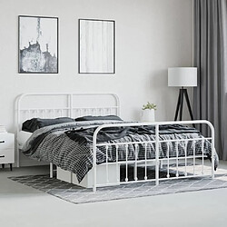 Acheter Maison Chic Lit adulte - Lit simple Cadre de lit métal avec tête de lit/pied de lit,Structure du lit Contemporain pour chambre blanc 160x200cm -MN21420