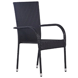 vidaXL Chaises empilables d'extérieur lot de 4 Résine tressée Noir