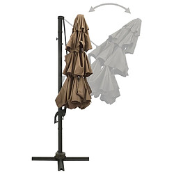 Maison Chic Parasol Jardin | Parasol à 4 niveaux avec mat en aluminium Taupe 3x3 m - GKD66558 pas cher