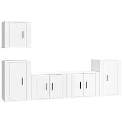 vidaXL Ensemble de meubles TV 5 pcs Blanc brillant Bois d'ingénierie