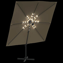 Helloshop26 Parasol meuble de jardin cantilever à led 400 x 300 cm taupe 02_0008170