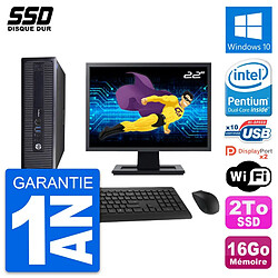 PC HP ProDesk 600 G1 SFF Ecran 22" Intel G3220 RAM 16Go SSD 2To Windows 10 Wifi - Occasion