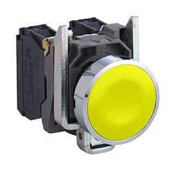 Schneider Electric bouton poussoir - affleurant - 1 no - jaune - complet - schneider harmony xb4ba51