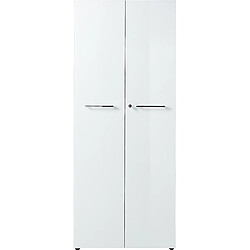 Pegane Armoire haute,classeur en panneau de particules mélaminé/verre trempé coloris blanc-Longueur 80 x Profondeur 37 x Hauteur 196 cm