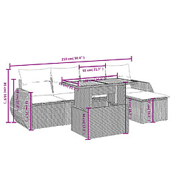 Avis vidaXL Salon de jardin 6 pcs avec coussins gris résine tressée