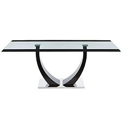 Vente-Unique Table à manger 8 personnes en verre trempé, MDF et acier inoxydable - Noir - MEZZO II