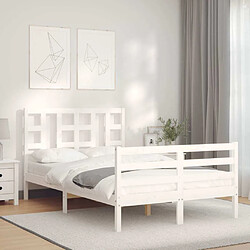 Maison Chic Cadre/structure de lit avec tête de lit pour adulte - Lit Moderne Chambre blanc petit double bois massif -MN30860