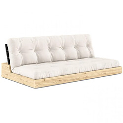 Inside 75 Canapé lit futon BASE naturel couchage 130cm dossiers noirs coffres