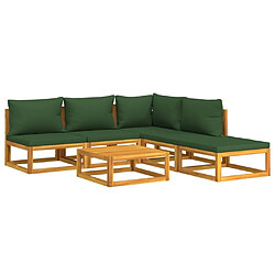 Avis Maison Chic Salon de jardin 6 pcs + coussins - Mobilier/Meubles de jardin - Table et chaises d'extérieur vert bois massif -MN60027