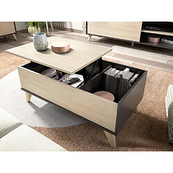 Vente-Unique Table basse relevable KOLYMA - 1 niche - Coloris : Chêne & Anthracite