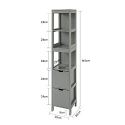 Avis SoBuy FRG126-SG Meuble Colonne de Salle de Bain avec 4 étagères et 2 tiroirs