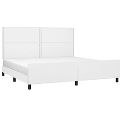 Avis Maison Chic Lit adulte - Cadre Structure de lit avec tête de lit Contemporain Blanc 200x200 cm Similicuir -MN68781