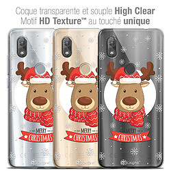 Caseink Coque Housse Etui Wiko View 2 (6.0 ) [Crystal Gel HD Collection Noël 2017 Design Cerf à Echarpe - Souple - Ultra Fin - Imprimé en France]