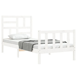 Acheter Maison Chic Lit adulte - Cadre Structure de lit avec tête de lit Contemporain blanc 90x200 cm bois massif -MN63434