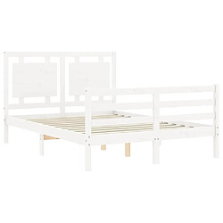 Maison Chic Cadre/structure de lit avec tête de lit pour adulte - Lit Moderne Chambre blanc petit double bois massif -MN67586 pas cher