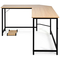 Helloshop26 Bureau/table d'ordinateur d'angle en bois et métal 168 x 125 x 74 cm couleur de bois 20_0000346