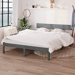 vidaXL Cadre de lit sans matelas gris bois massif 140x190 cm