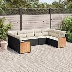 Maison Chic Salon de jardin 9 pcs avec coussins | Ensemble de Table et chaises | Mobilier d'Extérieur noir résine tressée -GKD31484