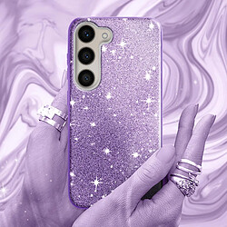 Avizar Coque Paillette pour Samsung Galaxy S23 Hybride Semi-rigide Spark Case violet pas cher