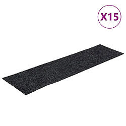 vidaXL Tapis d'escalier autocollants Rectangulaire 15 pcs 76x20cm Gris