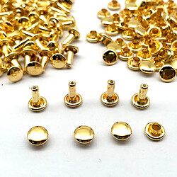 Avis 100 Sets Double Caps Studs Rivets pour Sacs Chaussures Cuir 6x8mm Or