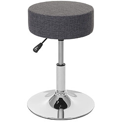 Mendler Tabouret HWC-C22, hauteur réglable, Ø 35 cm, tissu ~ gris