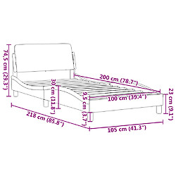 Vidaxl Cadre de lit avec tête de lit Gris clair 100x200 cm Velours pas cher