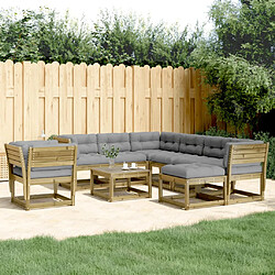 vidaXL Salon de jardin 8 pcs avec coussins bois de pin imprégné