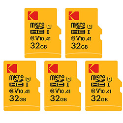 Pack de 5 KODAK Micro SDXC 32GB Premium : Vitesse et Fiabilité pour un Stockage Exceptionnel - Noir