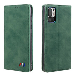 Etui en PU Sentiment de toucher de peau à décor tricolore auto-absorbé- vert pour votre Xiaomi Redmi Note 10 5G/Poco M3 Pro 4G/Poco M3 Pro 5G