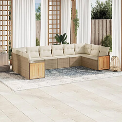 Maison Chic Salon de jardin avec coussins 10 pcs | Ensemble de Table et chaises | Mobilier d'Extérieur beige résine tressée -GKD64180