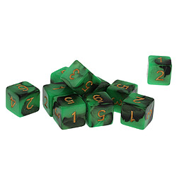 Acheter Paquet De 10pcs Double Couleur Six Dés D6 Verso Pour D & D Trpg Jeu Vert Et Noir