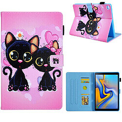 Etui en PU impression de modèle flip avec porte-carte couple chat pour votre Samsung Galaxy Tab A 8.0 Wi-Fi (2019) SM-T290