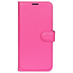 Etui en PU texture litchi, anti-rayures avec support, rose pour Google Pixel 7 Pro