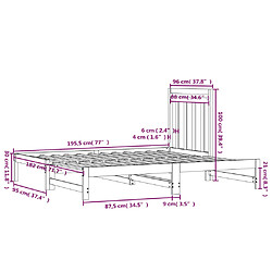 vidaXL Lit coulissant sans matelas 2x(90x190) cm pas cher