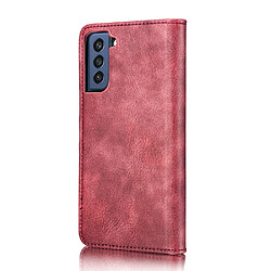 Dg.Ming Etui en PU + TPU Split 2-en-1 détachable rouge pour votre Samsung Galaxy S21 FE