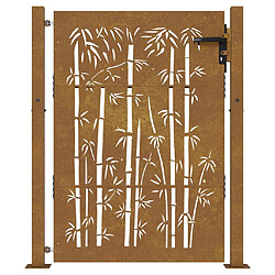 Avis vidaXL Portail de jardin 105x155 cm acier corten design de bambou