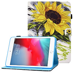 Etui en PU motif de couture avec support et porte-carte pour votre iPad mini (2019) 7.9 pouces/mini 4/3/2/1 - tournesol