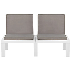 Maison Chic Salon de jardin 2 pcs avec coussins - Table et chaises d'extérieur - Mobilier/Meubles de jardin Moderne Plastique Blanc -MN94544 pas cher