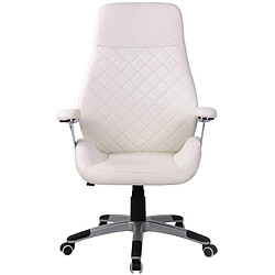 Decoshop26 Fauteuil de bureau dossier légèrement courbé réglable en hauteur et pivotant en PVC blanc 10_0002523