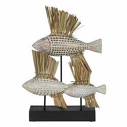 BigBuy Home Figurine Décorative Blanc Marron Naturel Poissons 30 x 10 x 40 cm